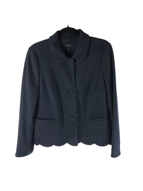 Talbots Jackets & Blazers - Talbots Womens Blazer Jacket Button Front Scalloped Hem Collar Navy Blue 12